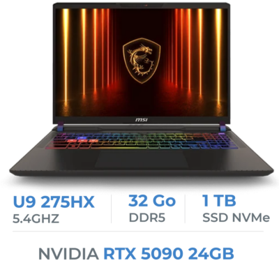 MSI-Vector 16 HX AI A2XWJG-494FR | 16" QHD+ (240Hz) | Intel Core Ultra 9 275HX | 16GB*2 DDR5 | 1TB NVMe SSD | RTX 5090 | W11H — 4711377379052
